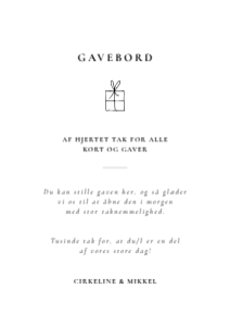 Cirkeline & Mikkel Bryllup Gavebordsskilt design preview