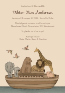 Noahs Ark Barnedåb Invitation design preview