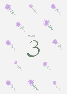 Table number card 5x7 F02: Floral Table number card Purple wedding theme