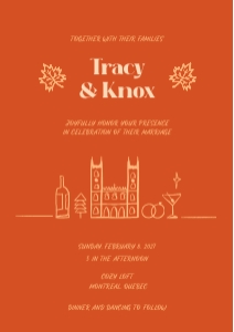 Wedding invitation A5 CA1: Special Montreal iconic attractions Wedding invitation Template
