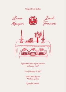 Wedding invitation VN1 - 5x7: VIETNAMESE WEDDING INVITATION RSVP DETAILS CARD TEMPLATE