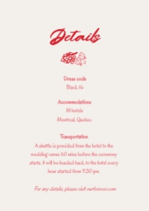 Details card VN1 - A6: VIETNAMESE WEDDING INVITATION RSVP DETAILS CARD TEMPLATE