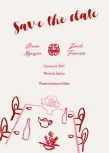 Save the date VN1 - 5x7: VIETNAMESE WEDDING SAVE THE DATE CARD TEMPLATE VIET WEDDING THEME