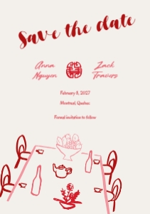 Save the date VN1 - A5: VIETNAMESE WEDDING SAVE THE DATE CARD TEMPLATE VIET WEDDING THEME