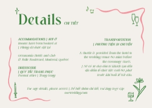 Details card VN3 - A6: VIETNAMESE WEDDING INVITATION CARD TEMPLATE BILINGUAL INVITATION