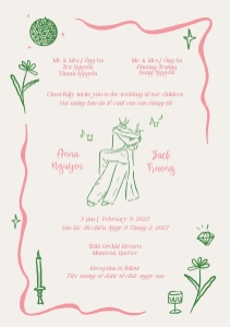 Wedding invitation VN3 - A5: VIETNAMESE WEDDING INVITATION CARD TEMPLATE BILINGUAL INVITATION