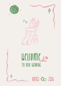 VIETNAMESE WEDDING WELCOME SIGN TEMPLATE GROOM AND BRIDE DANCING design preview
