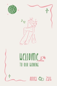 Welcome sign VN3 - 24x36: VIETNAMESE WEDDING WELCOME SIGN TEMPLATE GROOM AND BRIDE DANCING