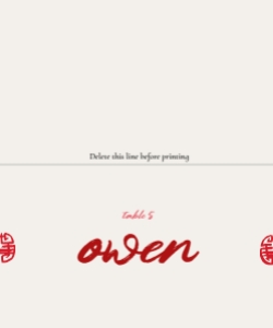 Folded Place card 10X12CM V03: VIETNAM INSPIRED RED WEDDING MENU CARD AND PLACE CARD TEMPLATE