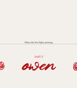 Folded Place card 3.5x4 V03: VIETNAM INSPIRED RED WEDDING MENU CARD AND PLACE CARD TEMPLATE