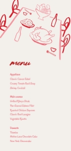 Menu card DL (1/3 A4) V03: VIETNAM INSPIRED RED WEDDING MENU CARD AND PLACE CARD TEMPLATE