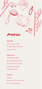VIETNAM INSPIRED RED WEDDING MENU CARD AND PLACE CARD TEMPLATE design preview
