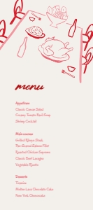 Menu card 4x9 V03: VIETNAM INSPIRED RED WEDDING MENU CARD AND PLACE CARD TEMPLATE