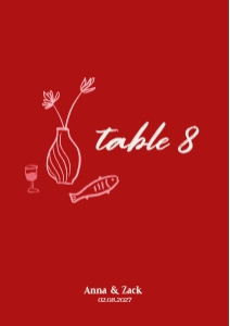 Whimsical pink hand drawn table number card template design preview