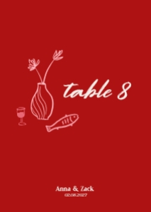 Table number card A6 V04: Whimsical pink hand drawn table number card template