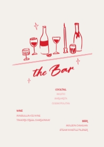 Bar menu A4 V03: Red bar menu template Wedding bar menu template