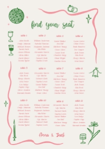 Seating chart A1 V06: VIETNAM STYLE WEDDING SEATING CHART TEMPLATE RED SEATING CHART