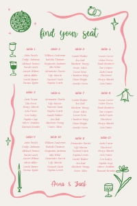Seating chart 24X36 V06: VIETNAM STYLE WEDDING SEATING CHART TEMPLATE RED SEATING CHART
