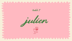 Flat Place card 3.5x2 V05: PINK PLACE CARD TEMPLATE WHIMSICAL HAND DRAWN PINK ESCORT CARD