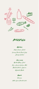 Menu card 4x9 V06: PINK HAND DRAWN WEDDING MENU CARD TEMPLATE PINK MENU CARD