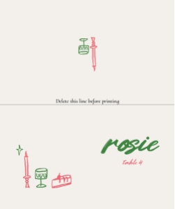 Folded Place card 10X12CM V06: PINK HAND DRAWN WEDDING PLACE CARD TEMPLATE