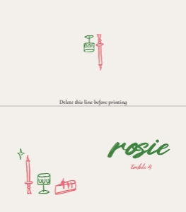 Folded Place card 3.5x4 V06: PINK HAND DRAWN WEDDING PLACE CARD TEMPLATE