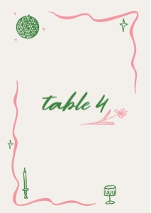 PINK HAND DRAWN WEDDING TABLE NUMBER CARD TEMPLATE PINK WEDDING design preview