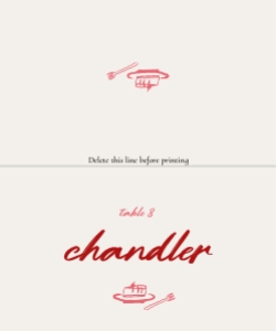 Folded Place card 10X12CM V04: Whimsical red hand drawn menu card template Place card template