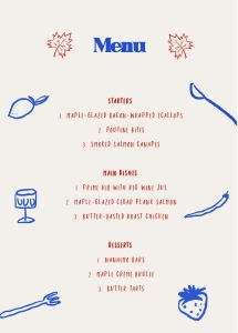 MONTREAL THEME MENU PLACE CARD TEMPLATE CANADA MONTREAL WEDDING design preview