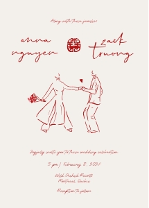 Wedding invitation VN2 - 5x7: VIETNAMESE STYLE WEDDING SAVE THE DATE CARD TEMPLATE VIET WEDDING