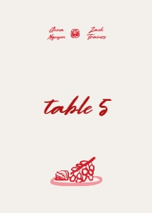 Table number card VN1 - 5x7: VIETNAM INSPIRED RED WEDDING TABLE NUMBER CARD TEMPLATE