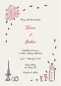 Wedding invitation 5x7 F03: ROSY FLORAL WEDDING INVITATION CARD TEMPLATE