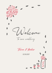 Welcome sign A1 F03: ROSY FLORAL WELCOME SIGN TEMPLATE