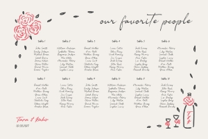 Seating chart 36x24 F03: ROSY FLORAL SAVE THE DATE CARD TEMPLATE
