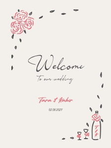 Welcome sign 18x24 F03: ROSY FLORAL WELCOME SIGN TEMPLATE
