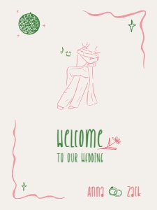 Welcome sign VN3 - 18x24: VIETNAMESE WEDDING WELCOME SIGN TEMPLATE GROOM AND BRIDE DANCING