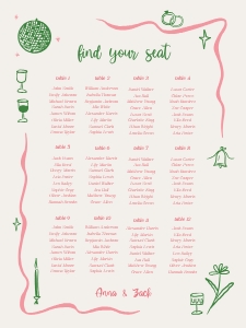 Seating chart 18x24 V06: VIETNAM STYLE WEDDING SEATING CHART TEMPLATE RED SEATING CHART