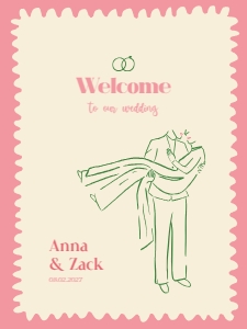 Welcome sign VN2 - 18x24: VIETNAMESE WEDDING WELCOME SIGN TEMPLATE GROOM CARRYING BRIDE