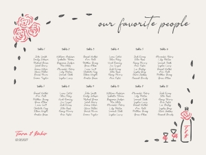 Seating chart 24x18 F03: ROSY FLORAL SAVE THE DATE CARD TEMPLATE