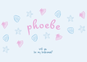 Bridesmaid proposal - Flat card A6 - A02: Ocean theme Bridesmaid proposal card Sea life Bridesmaid proposal