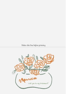 Bridesmaid proposal - Folded card A6 - F01: Floral Bridesmaid proposal card template