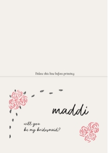 Bridesmaid proposal - Folded card A6 - F03: ROSY FLORAL Bridesmaid proposal card TEMPLATE