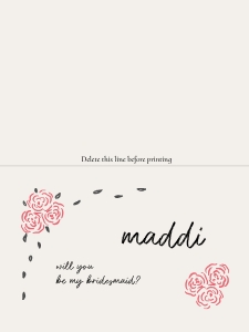 Bridesmaid proposal - Folded card 6x4 - F03: ROSY FLORAL Bridesmaid proposal card TEMPLATE