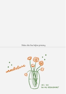 Bridesmaid proposal - Folded card A6 - F01: Floral Bridesmaid proposal card template Floral wedding theme