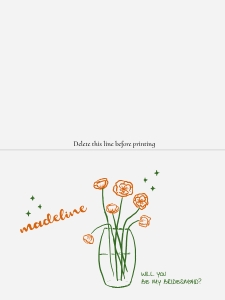 Bridesmaid proposal - Folded card 6x4 - F01: Floral Bridesmaid proposal card template Floral wedding theme