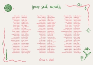 Seating chart (Banquet style) Wedding seating chart template design preview