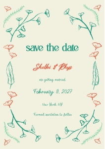 Save the date A5 F04: Hand drawn ginkgo leaf Save the date template