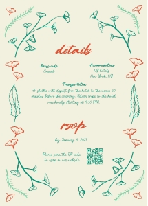 Hand drawn ginkgo leaf Wedding invitation template design preview