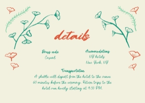 Detail card A6 F04: Hand drawn ginkgo leaf Wedding invitation template