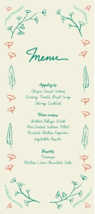 Menu card 4x9 F04: Hand drawn ginkgo leaf frame Menu and Place Card template